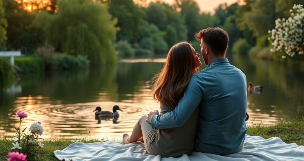 Peaceful Couple Captions by the River